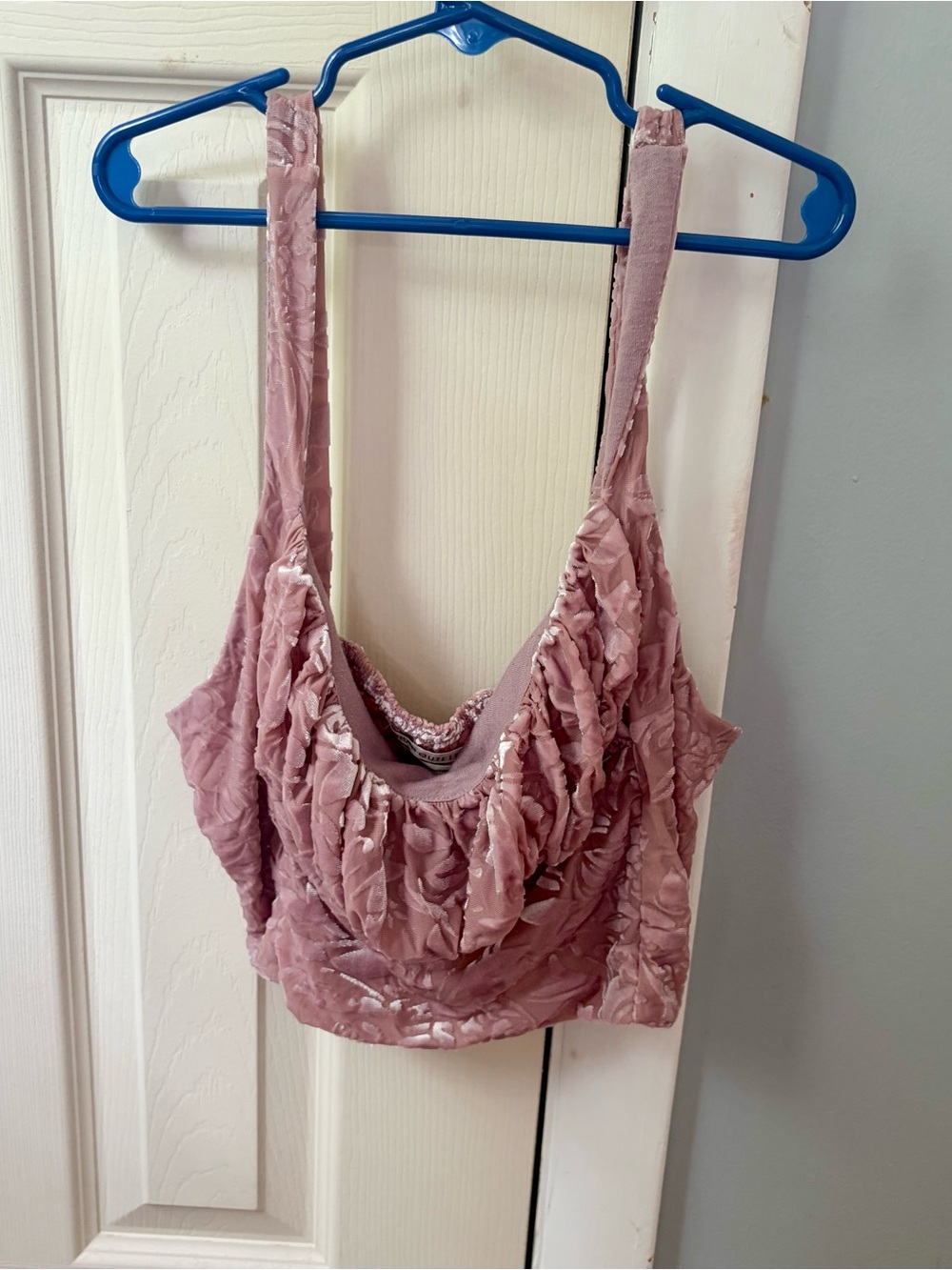Urban Outfitters Velvet Ruffled Crop Tank